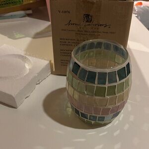 Home Interiors Pastel Mosaic Glass Votive Holder
